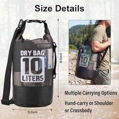 Dry Bag Waterproof for Men Women, 10L Lightweight Roll Top Dry Bag Gray