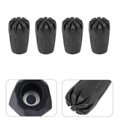 8Pcs Black Rubber Trekking Cane Protectors with Metal Gasket for Hiking Poles