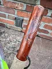 47.5”- Hand Carved -compass End- Hiking Stick – Walking Cane – Grip Wrapped-tip