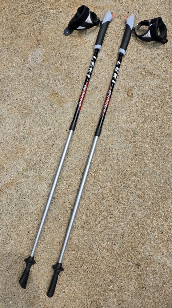 LEKI Spin Walking Pole Ski Poles 100-130 Adjustable Trekking Pole W Hand Straps