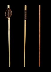 1 in. Hickory Hiking Staff With leather Handle and Wrist Strap. 40 in. to 60 in.