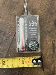 VTG 686 Snowboard Keychain Zipper Pull Thermometer/Wind Chill Compass WORKS 90’s