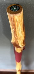 Diamond Willow Wood Hiking Stick – 52″ – Compass top, paracord grip/lanyard