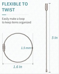Pawfly 5 Inch Wire Keychain Cable Large Stainless 20 Pack,