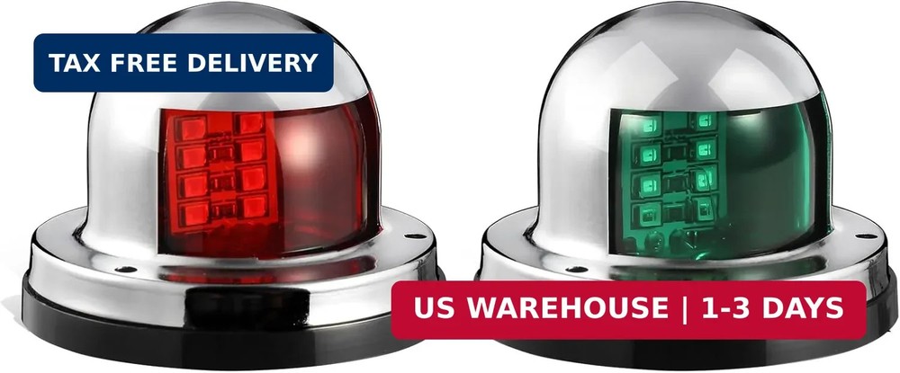 Partsam 2Pcs Marine Boat LED Bow Navigation Lights, Red Green Deck Port Side Sta