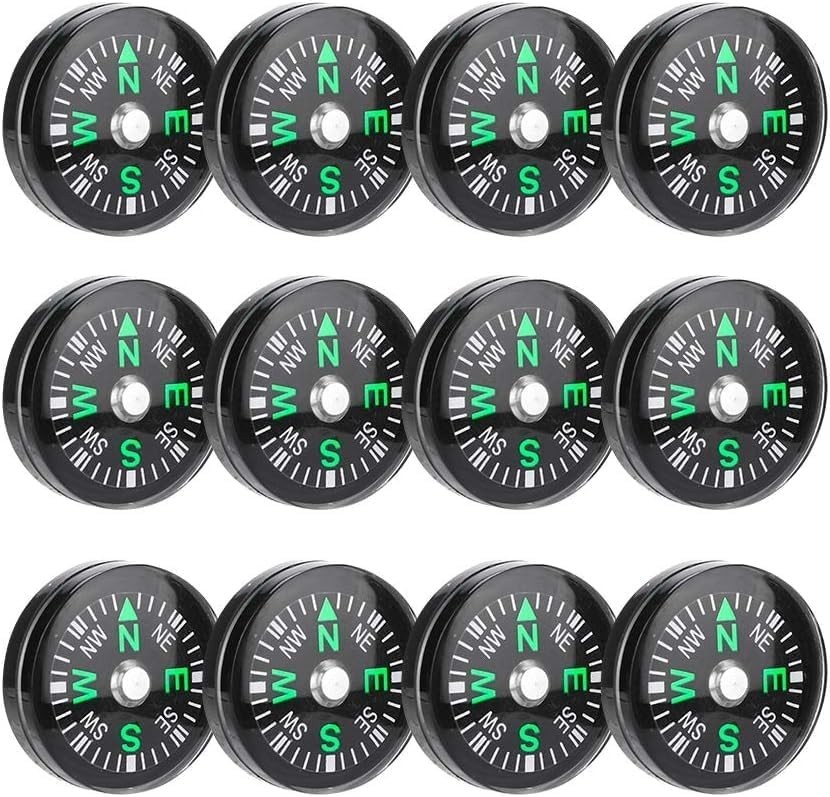 50 Pieces Mini Compass Small Button for Kids 20mm Bulk Hiking Liquid Filled Surv