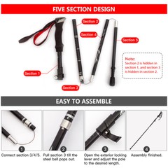 Lightweight Collapsible Trekking Five-fold Walking Stick for Hiking I9T1