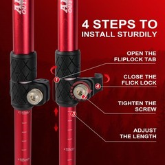 AISUNOURDOOR Lightweight Adjustable Trekking Poles, Aluminum 51inch, Red 2