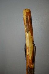 Walking Stick, Feather Carving, Hand-carved Hardwood Hiking Staff, Made in USA