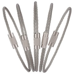 Pawfly 6 Inch Wire Keychain Cable Large Stainless Steel Key 10 Pack, Silver
