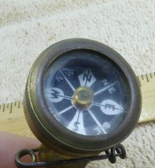 VTG Marbles Lapel Pin On Compass Gladstone Brass w/ Black Face Hiking Camping