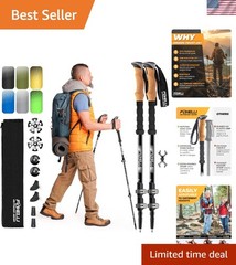 Ultralight Cork Grip Trekking Poles with Flip Locks – Hiking Accessories Set