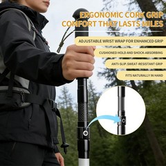 Lightweight Aluminum LED Trekking Pole, Collapsible Walking Sticks 1 Pack