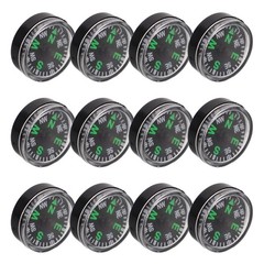 12pcs Outdoor Plastic Compass 20mm For Hiking Camping Survival Navigation Kit