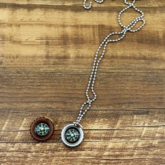 Mini PEI Titanium Compass Keychain Necklace Pendant Outdoor Camping Hiking EDC