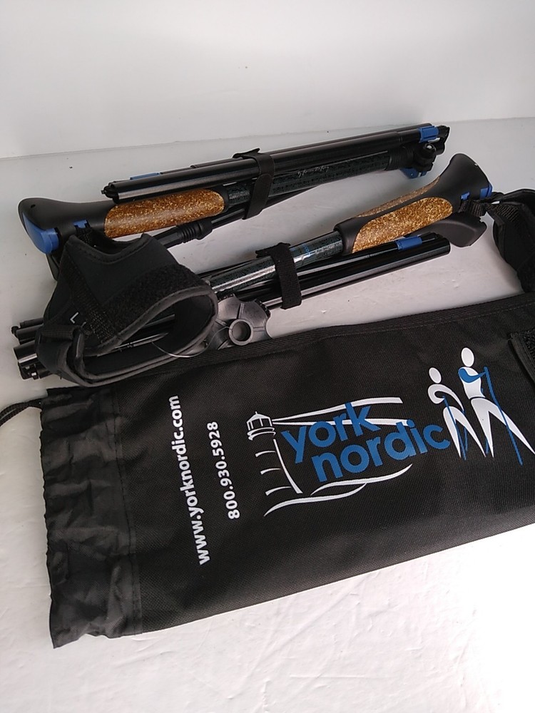 NEW York Nordic Folding Walking Hiking Trekking Poles Rubber Feet