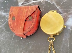 Personalized Gift, Engraved Antique Brass Compass with Leather Case,Gift for Son