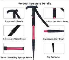 Aluminum Alloy Retractable Trekking Pole for Hiking – 1 Pair