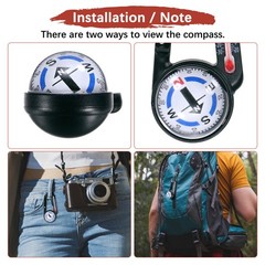 Keychain Compass [2PCS] – Ball Compass and Thermometer Buckle – [White, Black]