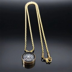 Mini Survival Compass Pendant Necklace Women Men Camping Hiking Pocket