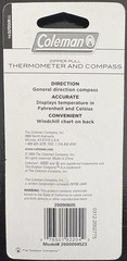 Coleman Zipper Pull Thermometer & Compass 2009 Model #2000004523 NIP