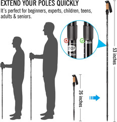 Trekking Poles Collapsible Hiking Poles, Aluminum 7075 Walking Poles Sticks wit