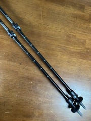Outdoor Black Adjustable Hiking Trekking Poles Pair 110–135cm w/ Straps