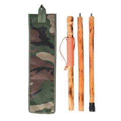 Detachable Fir Wood Walking Stick with Wolf Carving & Compass – 55 Inches, Natur