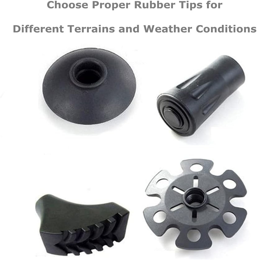 Walking Stick Tips Rubber – 4pcs Trekking Pole Replacement Feet