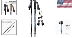 Ultralight Trekking Poles: 5.6oz Aluminum Collapsible, Adjustable, EVA Grips