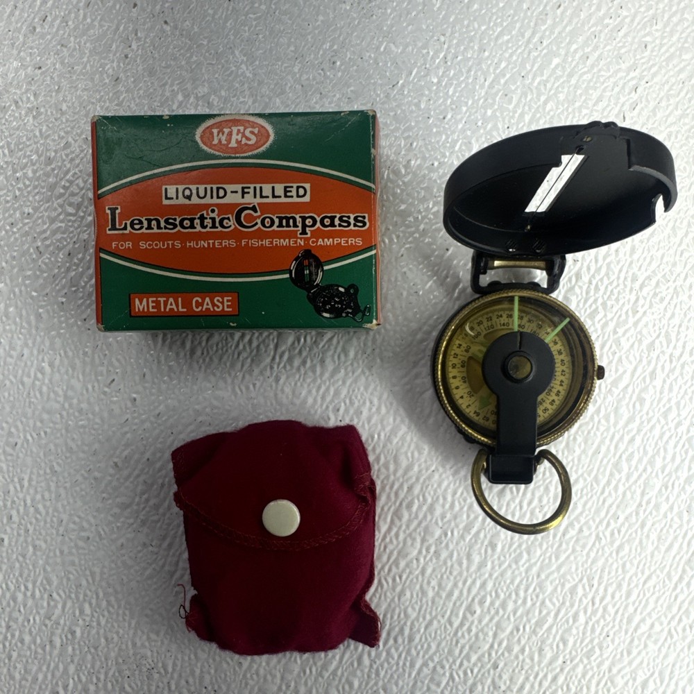 Engineers LIquid Filled Lensatic Compass W/Original Box WFS #114 Japan Scouts