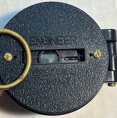 Vintage Compass Engineer Directional Black Textured Case & Brass Accents