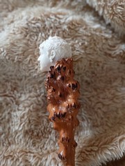 CRAVED BONE FACE FOR THE HANDLE SOLID WOOD CARVED STAFF WALKING STICK CANE