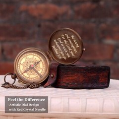 BRASS COMPASS WITH LEATHER | BE STRONG BIBLE VERSE JOSHUA 1:9 | GRADUATION GIFT
