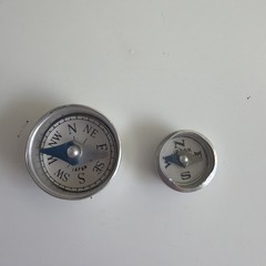 Vintage Mini Compass Lot Japan TINY Silver Metal Navigator N S E W .5″ wide