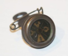 Vintage Compass Marbles Gladstone Brass Small Pin On Hunting Coat Lapel USA