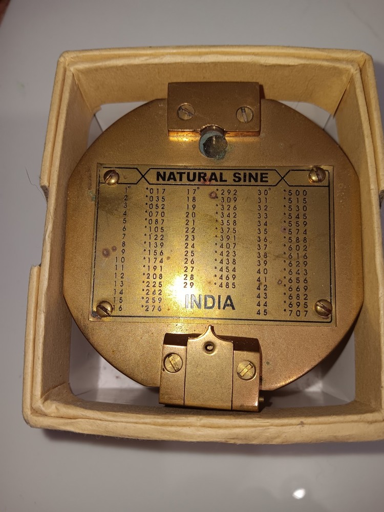 Vintage Brass Natural Sine Compass with mirror – Made in India Broken Mirror