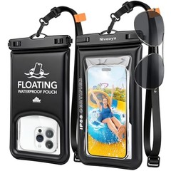 IP68 Floating Waterproof Phone Pouch 2 Pack, Touchscreen Friendly Black+Black
