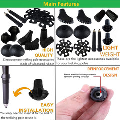 Trekking Poles Tips, Rubber Hiking Sticks End Caps Protectors Replacement Access