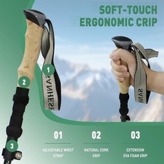 Lightweight Aluminum Trekking Poles Folding Hiking Gear Interchangeable Tips New