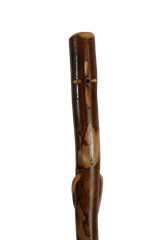 Dark Walking Stick + Cross Carving + Handmade in USA – Strong Hiking Staff