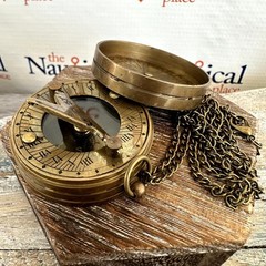 Antique Finish Brass Pocket Sundial Compass w/ Screw On Lid Nautical Style 2 “