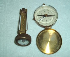2 Vtg Brass Compasses Tru Nord Budlong & German w/ Lid