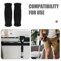 4Pcs Black Tpr Cushioned Walker Handle Grips Durable Slip Resistant Cane Covers