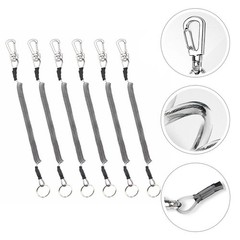 6Pcs Retractable Elastic Fishing Ropes Key Chains with PU Steel Wire