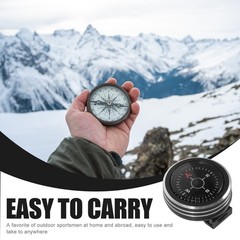 Portable Black Metal Compass with Clear Dial for Outdoor Hiking and Camping Use