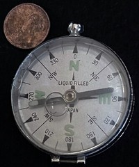 Vintage 1960’s Glass and Metal Japanese Magnetic Hand Compass