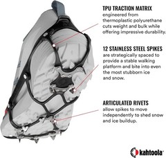 Kahtoola GHOST ULTRALIGHT MICROspikes Winter Traction, Ice Grips – Large, Lava