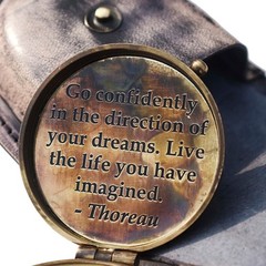 Brass Engraved Compass ”Go Confidently in The Direction of Your Dreams – Henry