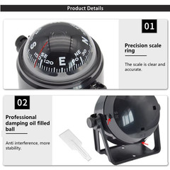Marine Compass Boat Navigation LED Light 12V Pivot Ball Dash Mount Voyagers Gear